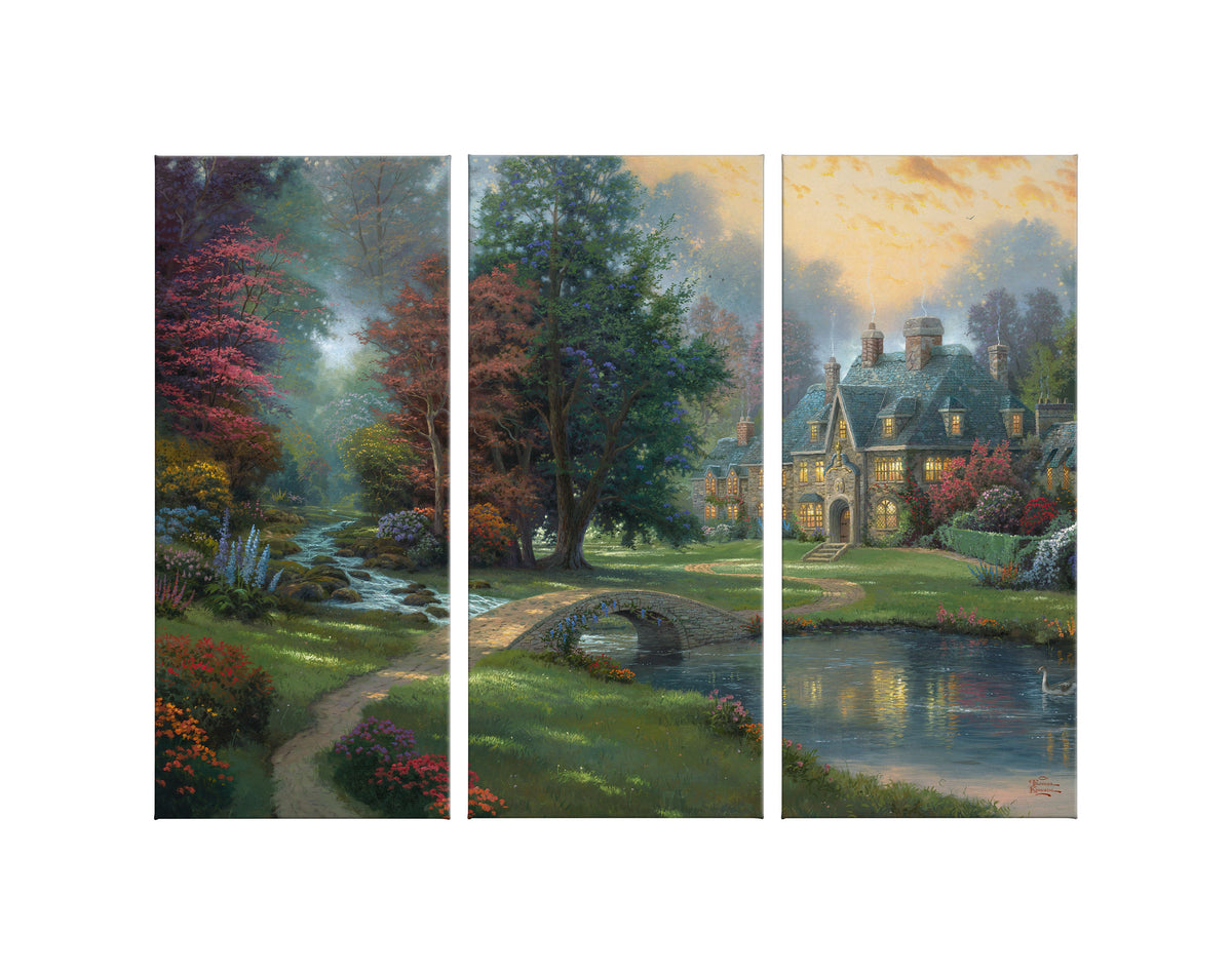 Lakeside Manor - 36" x 48" (Set of 3) Triptych Giclee Canvas