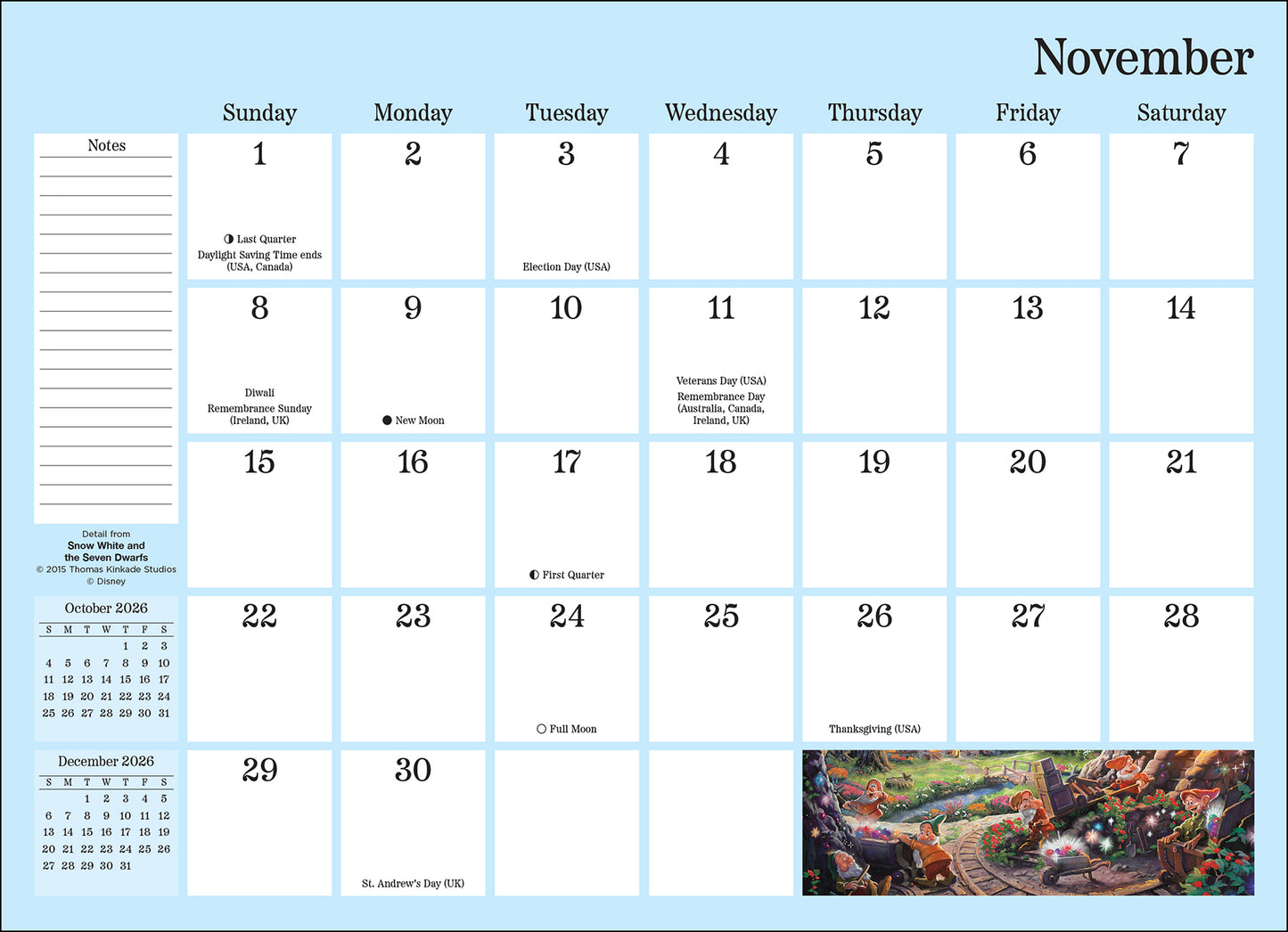 Disney Dreams Collection by Thomas Kinkade 2026 Monthly Pocket Planner Calendar