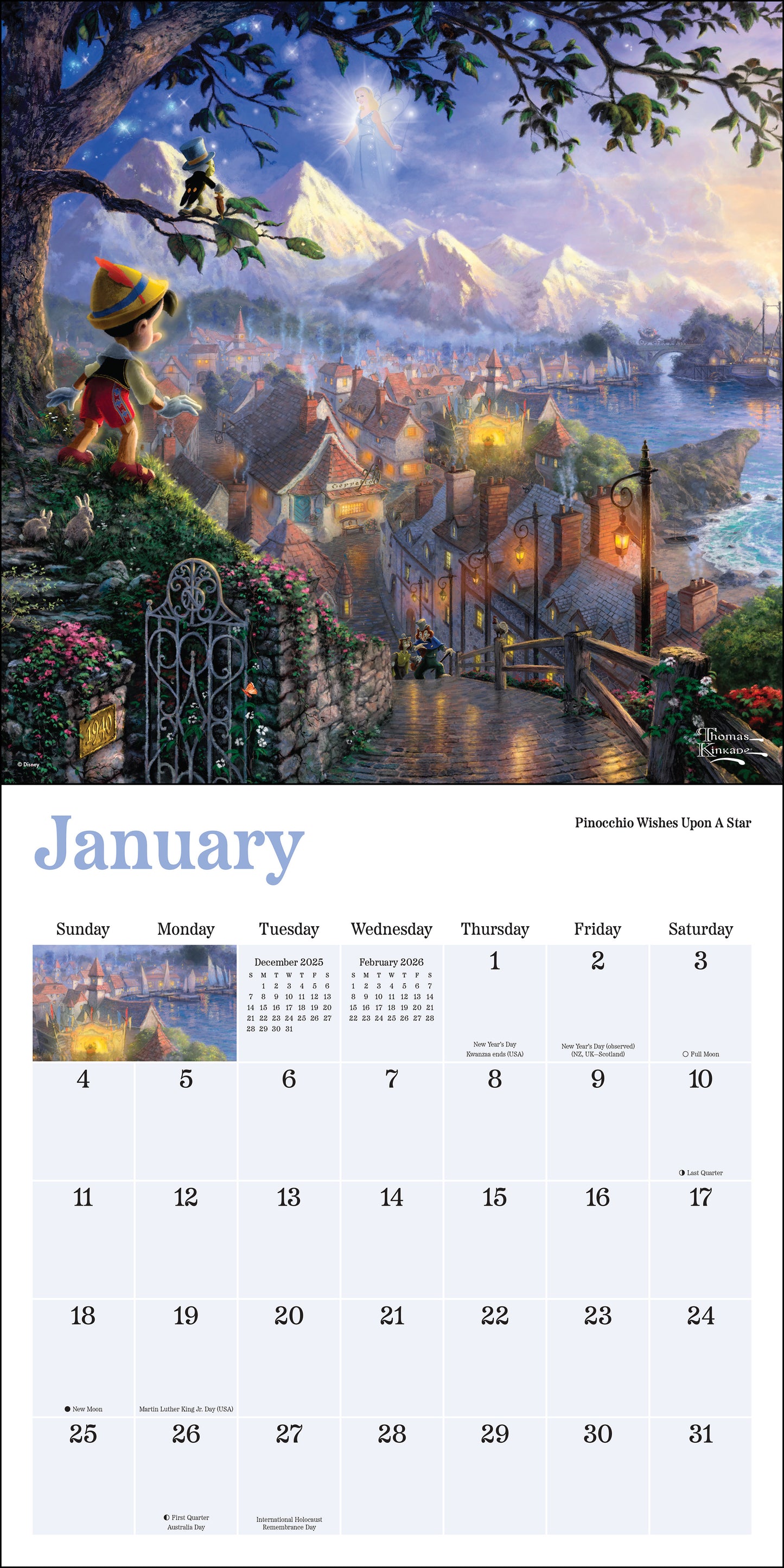 Disney Dreams Collection by Thomas Kinkade Studios 2026 Wall Calendar
