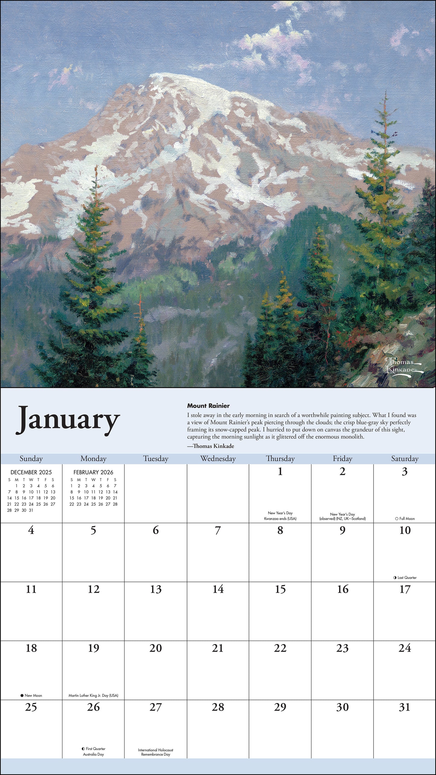 Thomas Kinkade Travels 2026 Deluxe Wall Calendar