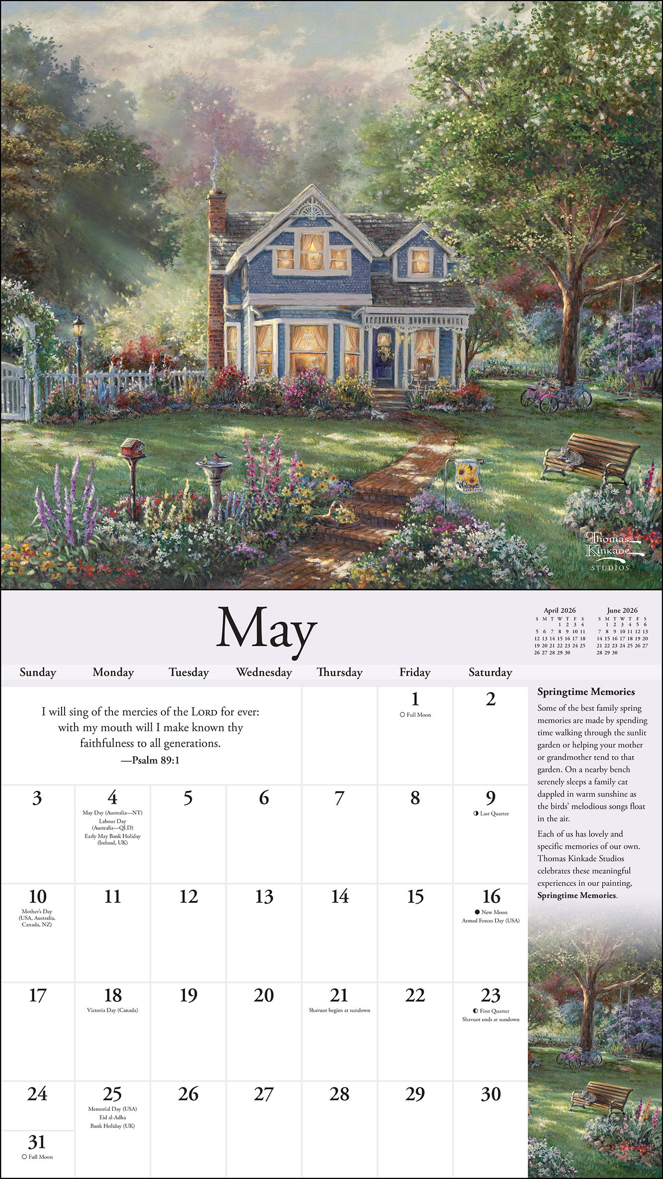 Thomas Kinkade Collector's Scripture Edition 2026 Deluxe Wall Calendar + Print