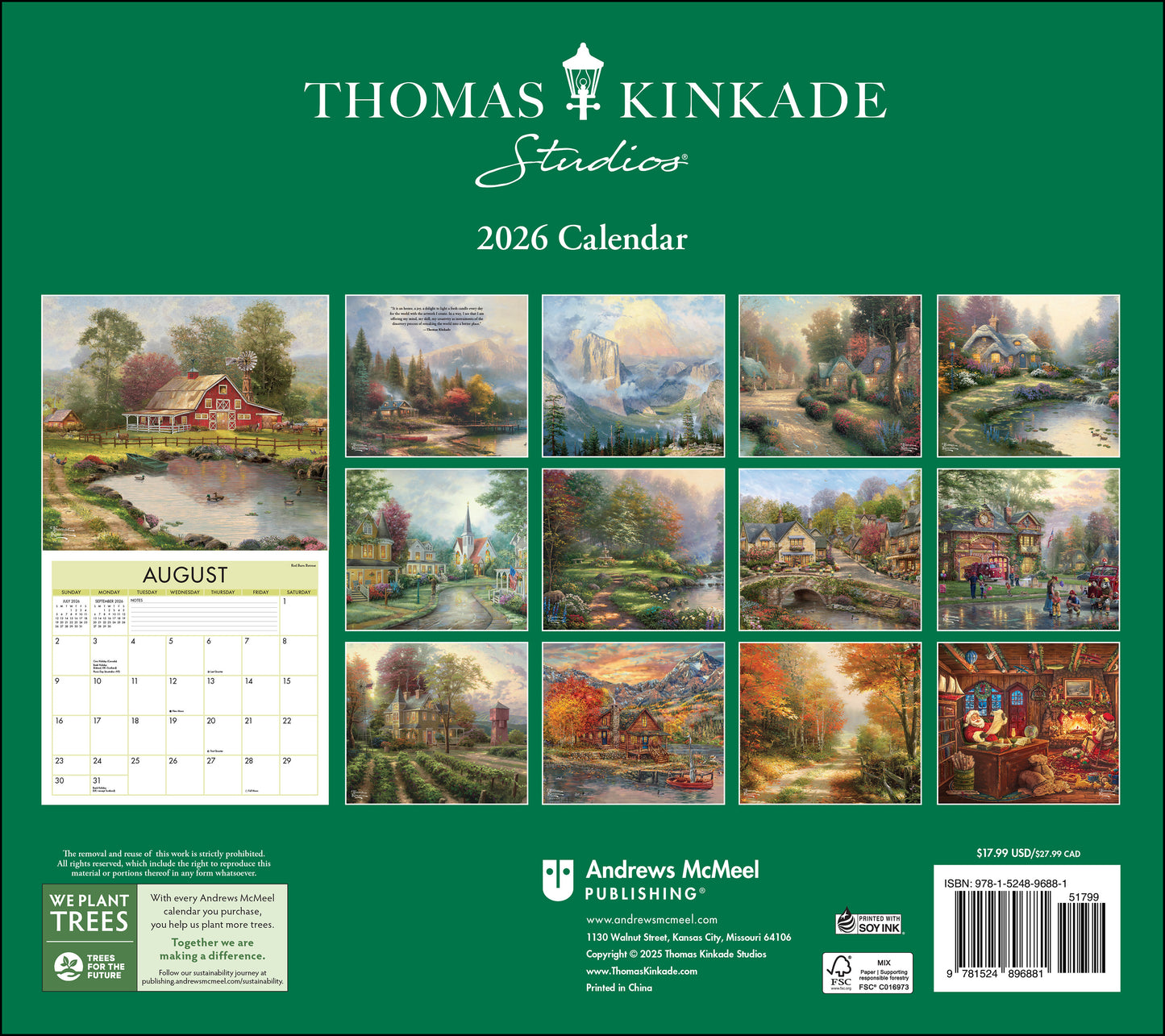 Thomas Kinkade Studios 2026 Deluxe Wall Calendar