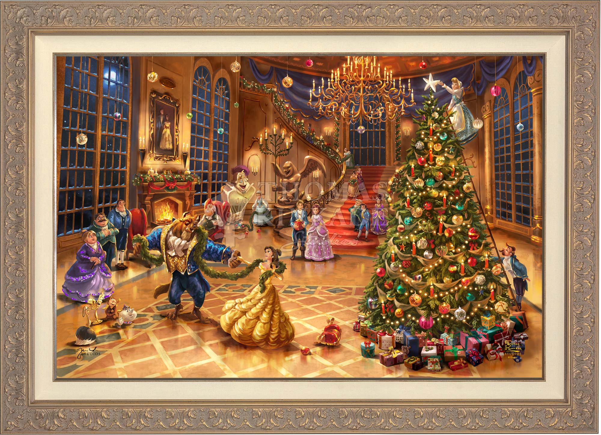 Thomas Kinkade作品　美女と野獣　2023年クリスマス限定作品　新品 Disney Beauty and the Beast Christmas Celebration - Limited