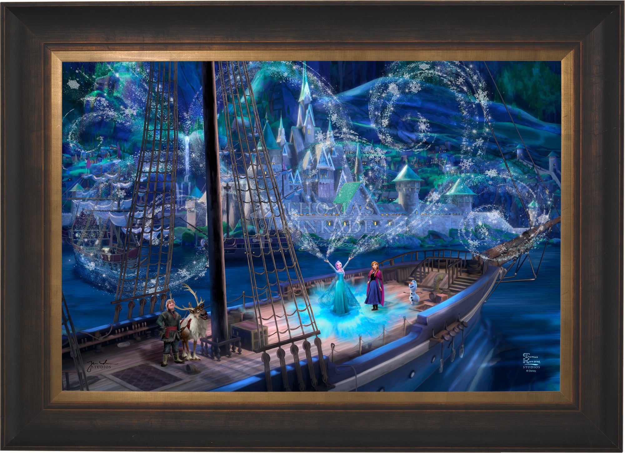 Thomas Kinkade Disney アクリルアート Shop Disney Frozen Love and Magic - Jewel Edition Art Wall Art