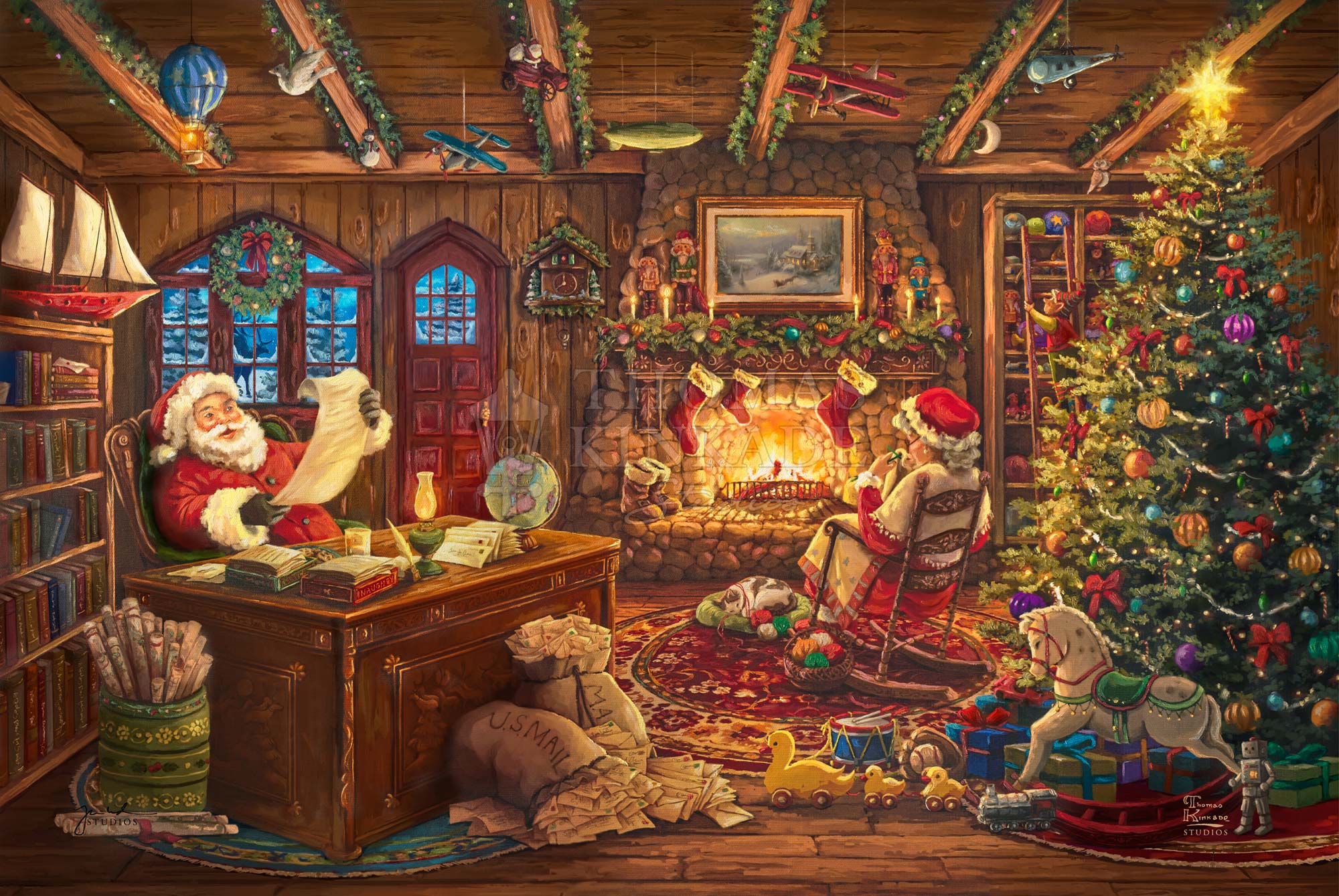Santa Checking His List - Limited Edition Canvas Limited Edition