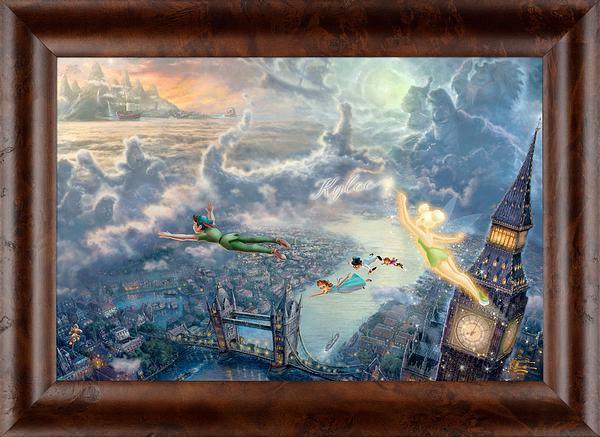 Disney Tinker Bell and Peter Pan Fly to Never Land - Personalized Framed Canvas