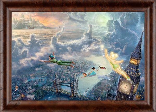 Disney Tinker Bell and Peter Pan Fly to Never Land - Personalized Framed Canvas