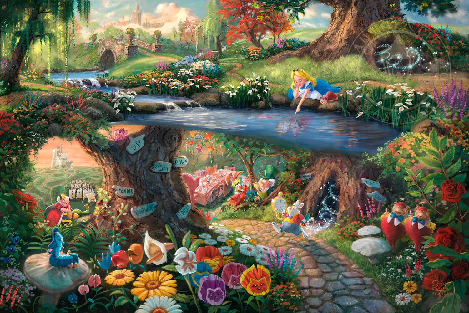 Thomas Kinkade 不思議の国のアリス キャンバスアート Shop Disney Alice in Wonderland - Limited Edition Canvas Wall Art