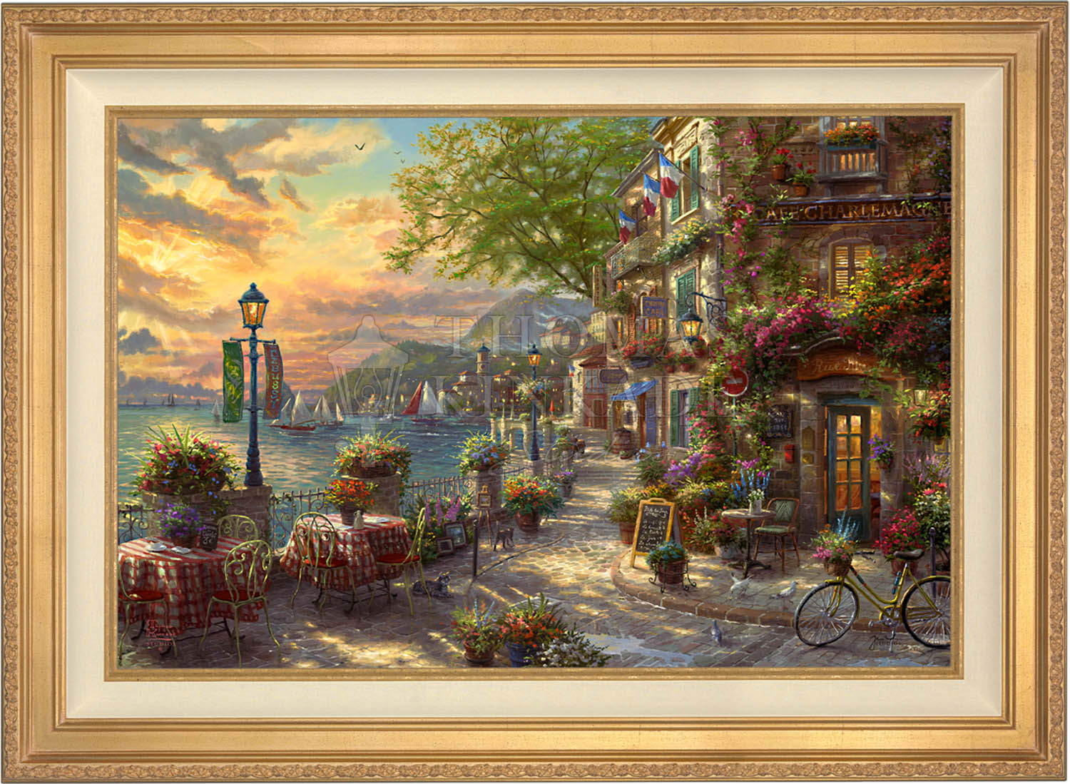 French Riviera Café - Limited Edition Canvas – Thomas Kinkade Studios