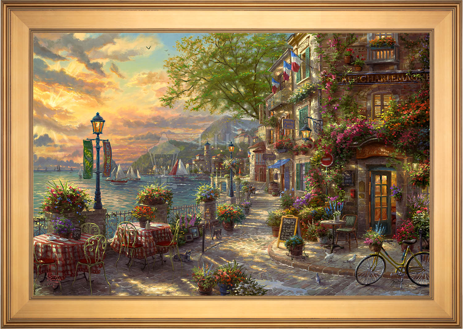 French Riviera Café - Limited Edition Canvas – Thomas Kinkade Studios