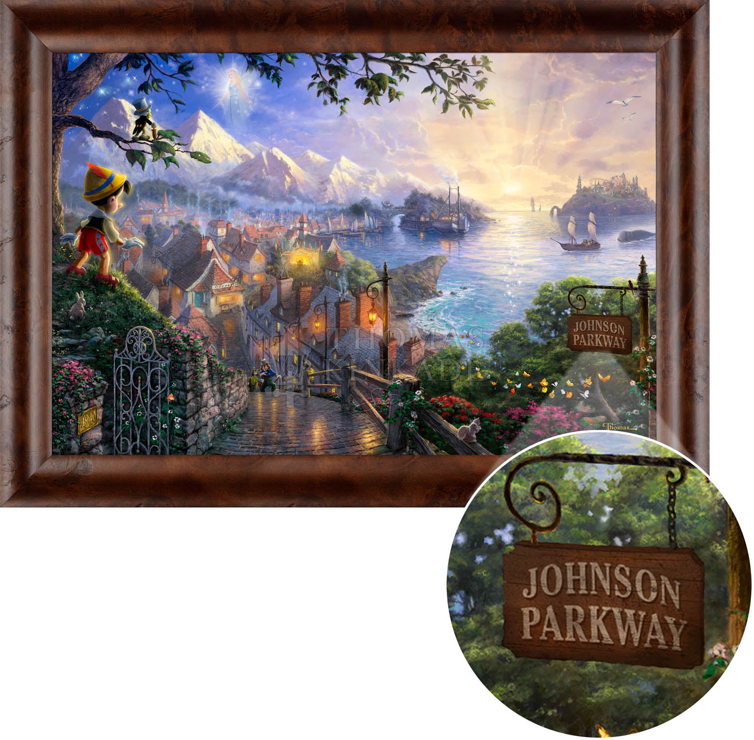 Disney Pinocchio Wishes Upon a Star - Personalized Canvas | Thomas Kinkade Studios® Online Store