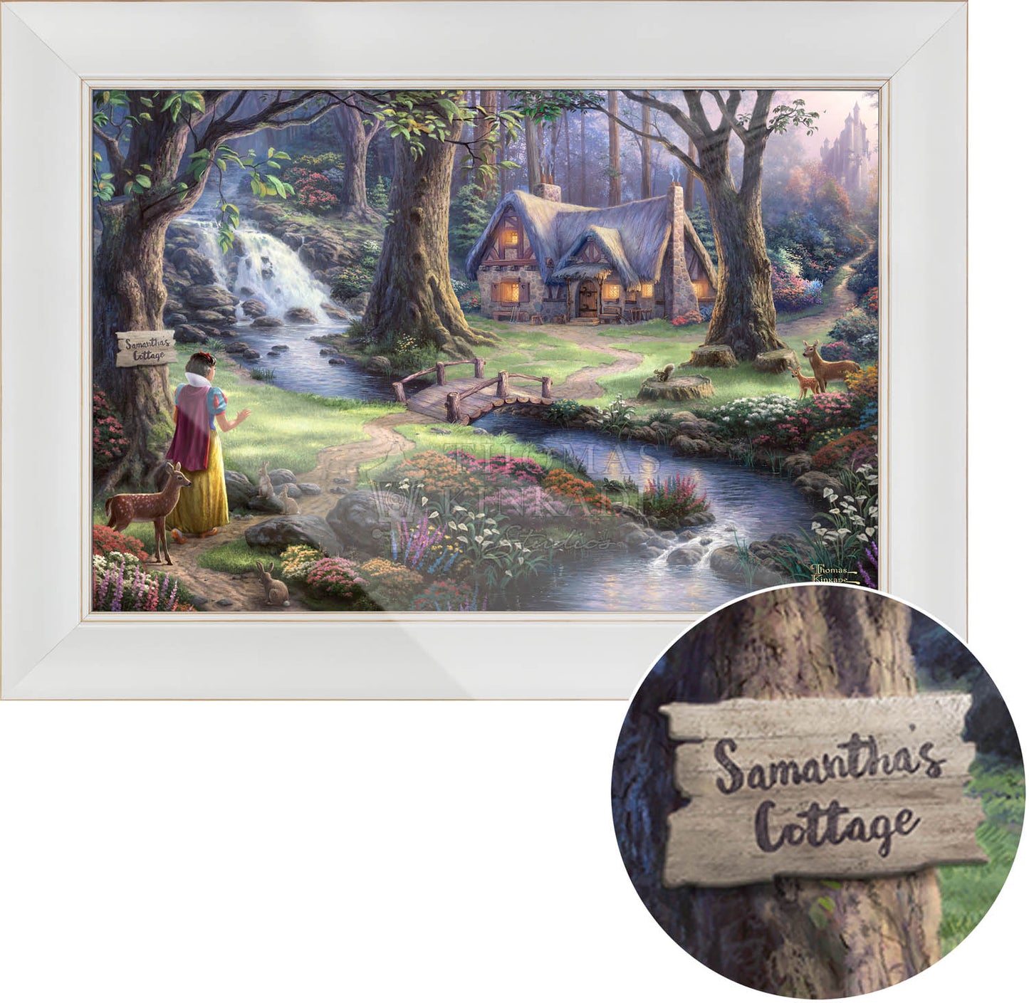 Disney Snow White Discovers the Cottage - Personalized Canvas | Thomas Kinkade Studios® Online Store