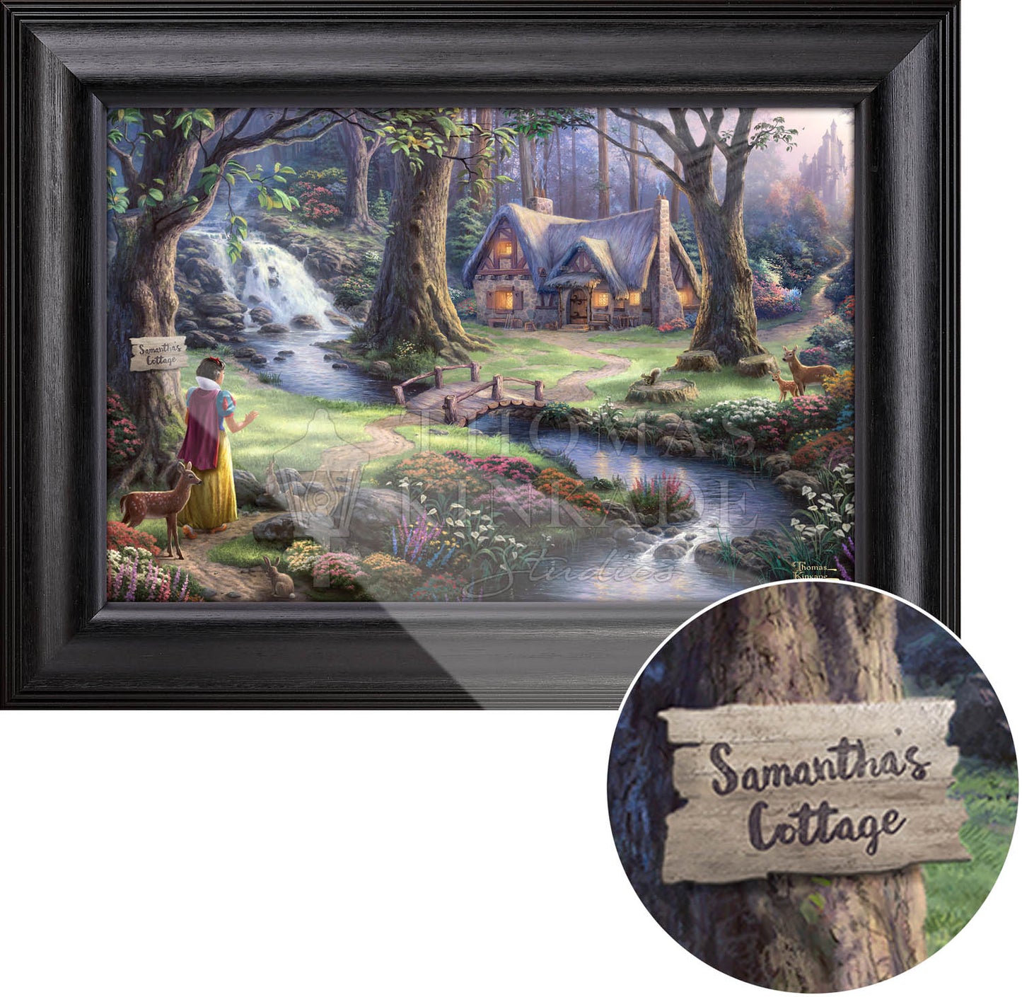 Disney Snow White Discovers the Cottage - Personalized Canvas | Thomas Kinkade Studios® Online Store