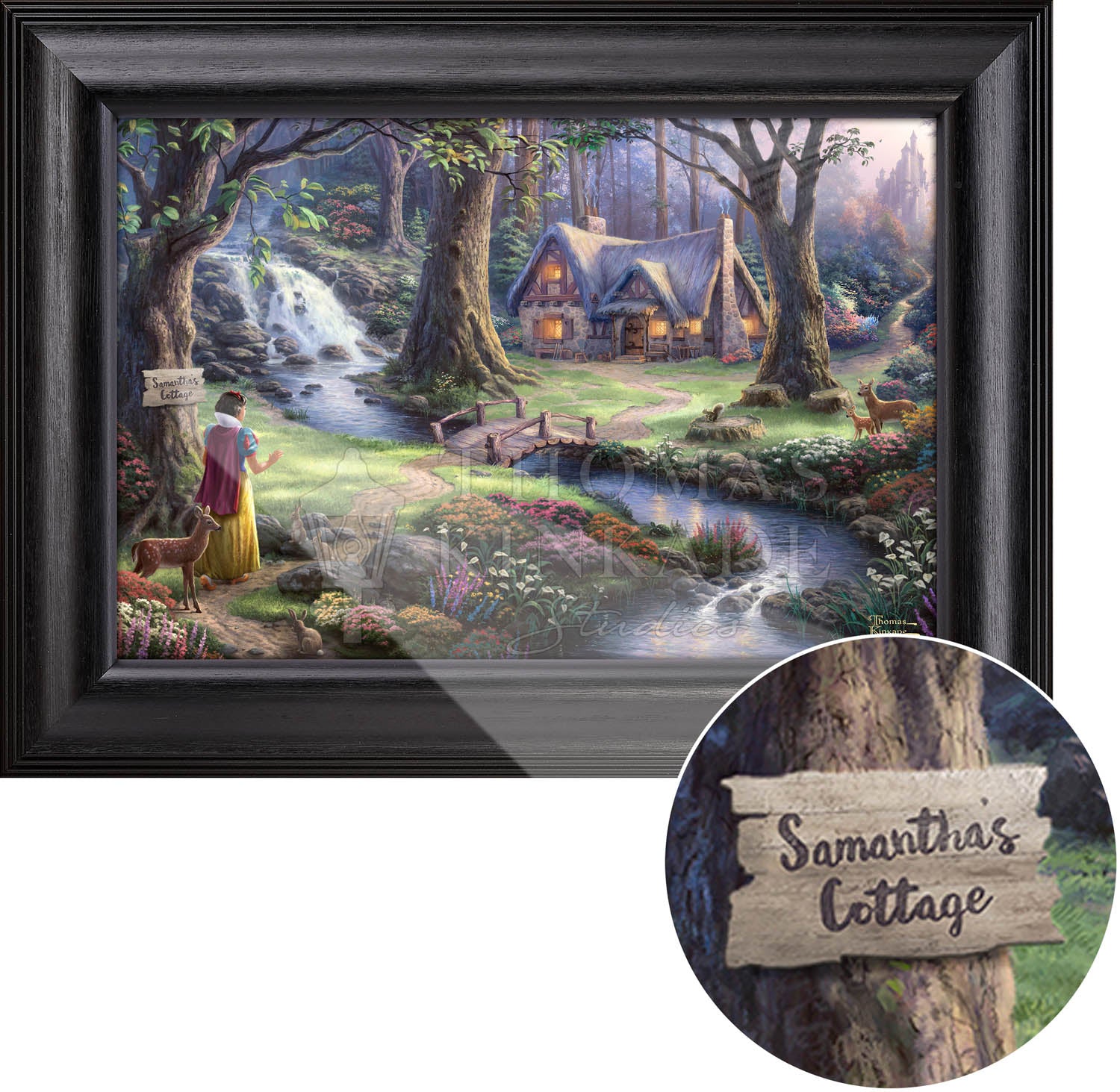 Disney Snow White Discovers the Cottage - Personalized Canvas | Thomas Kinkade Studios® Online Store