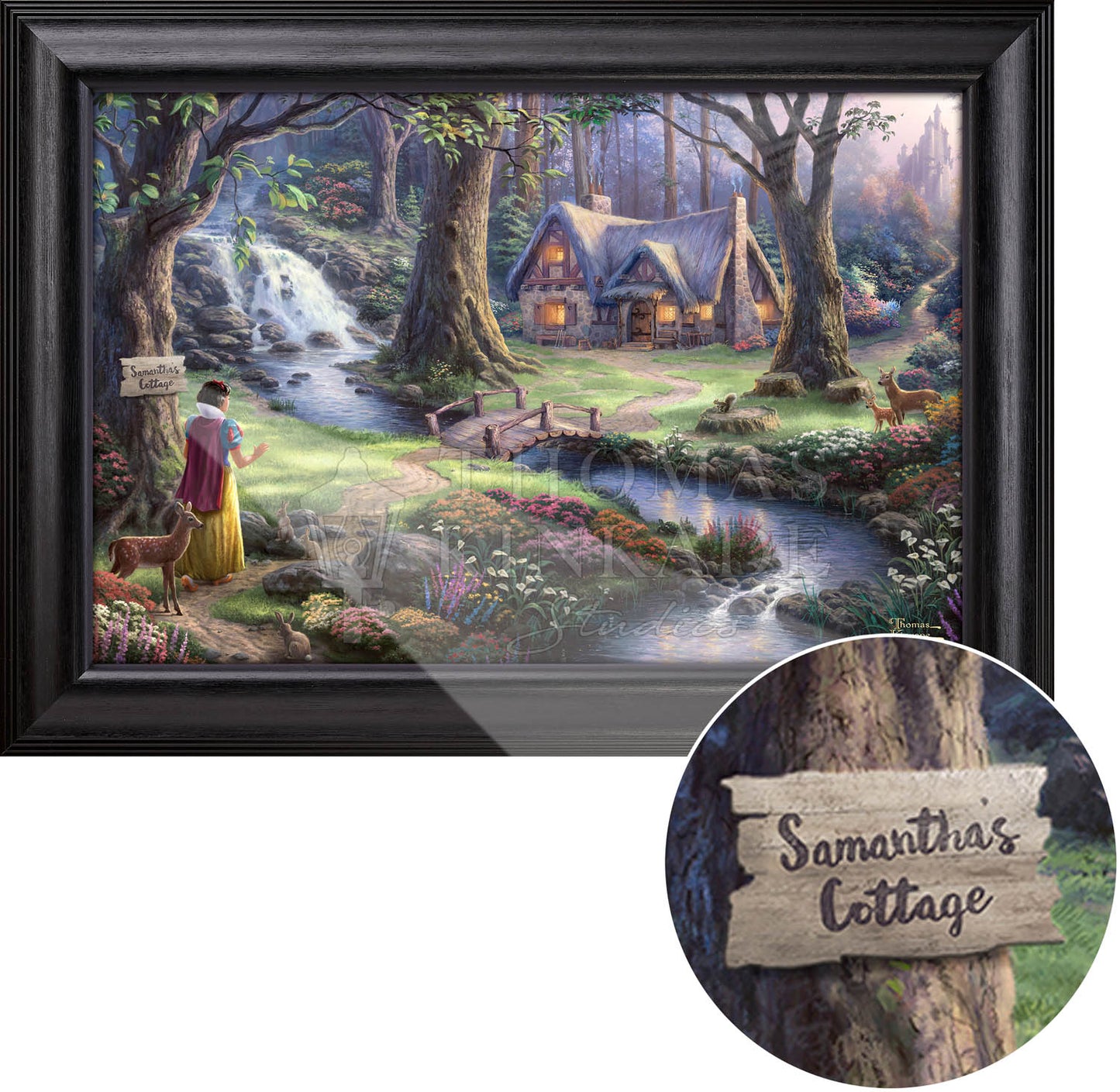 Disney Snow White Discovers the Cottage - Personalized Canvas | Thomas Kinkade Studios® Online Store